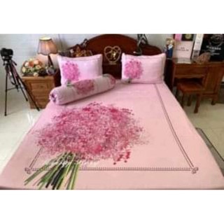 Drap thun lạnh 5d cao cấp màu hồng 1m6 x 2m ôm may dây kéo