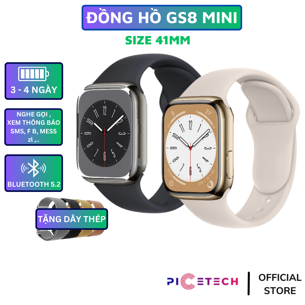 Đồng Hồ Thông Minh Watch 8 Mini - 41mm Smartwatch  Nghe Gọi Kết Nối Điện Thoại Nhận Thông Báo Chính Hãng PICETECH