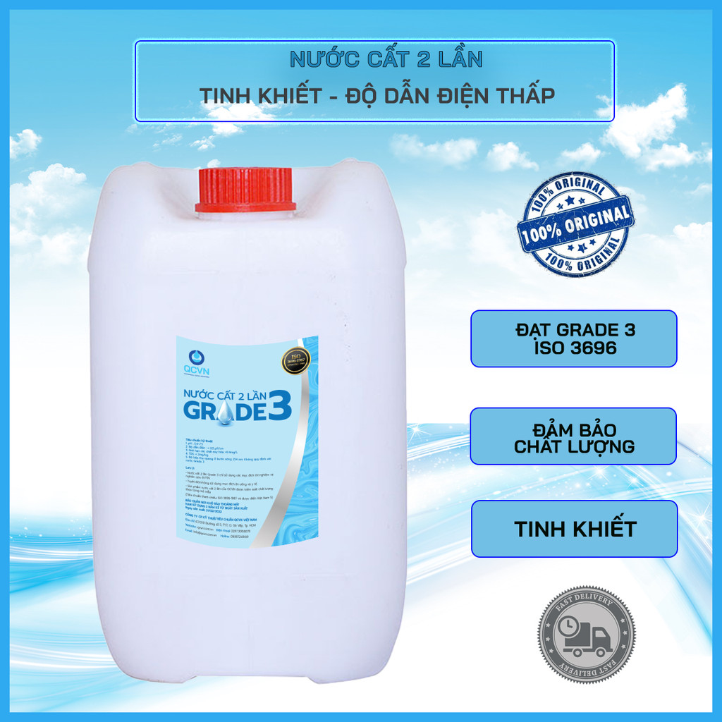 Loại 30 lít - Nước cất 2 lần - Pure water - Nước tinh khiết đạt chất lượng