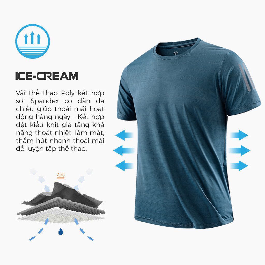 Áo Thun Nam Thể Thao big size Cổ Tròn Cao Cấp Vải Thun Lạnh Thông Hơi Mềm Co Dãn 4 Chiều cho người từ 80 - 140kg