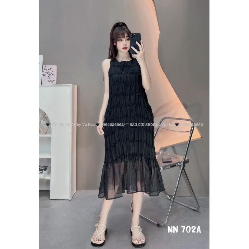 Đầm Sát Nách Tơ Bèo đuôi Cá Dáng Dài Siêu Mát