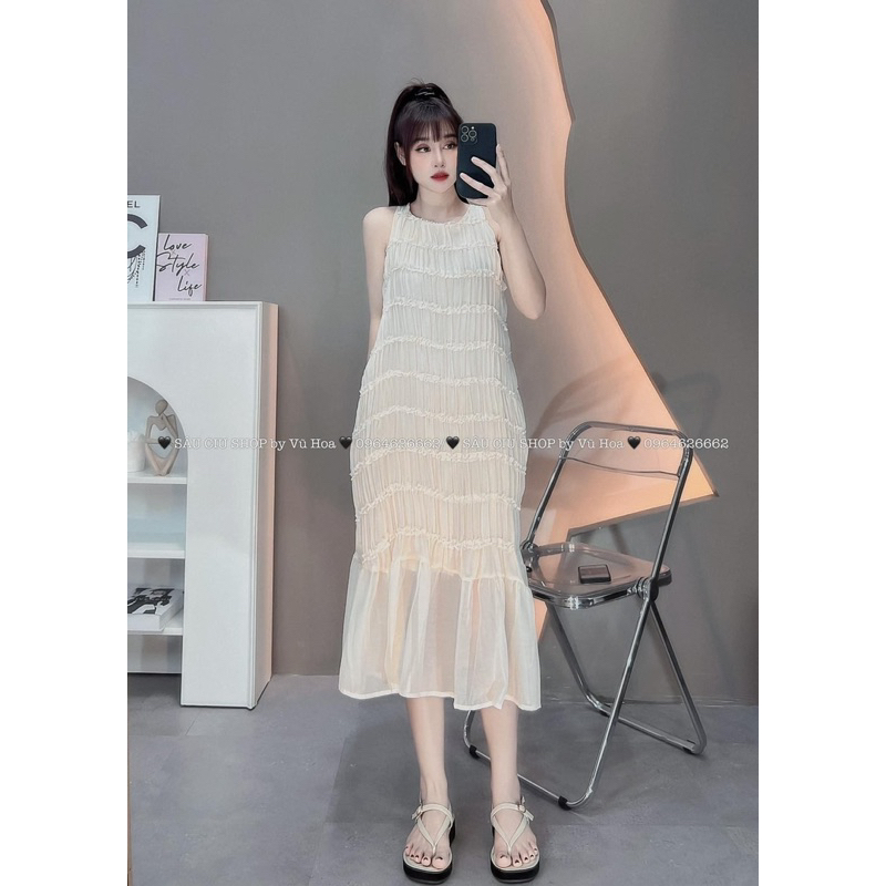 Đầm Sát Nách Tơ Bèo đuôi Cá Dáng Dài Siêu Mát