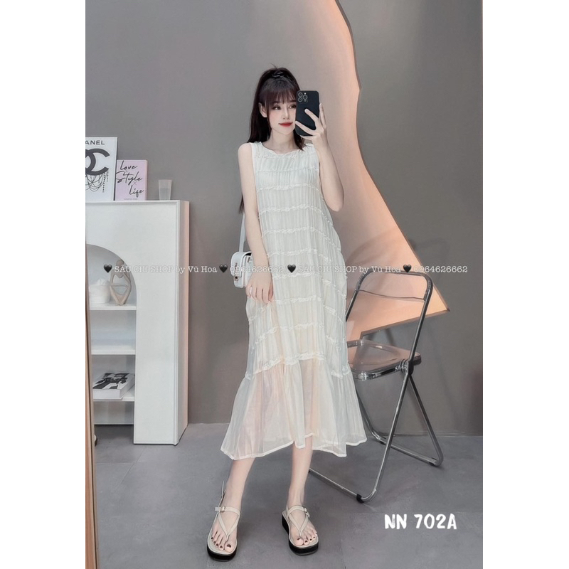 Đầm Sát Nách Tơ Bèo đuôi Cá Dáng Dài Siêu Mát