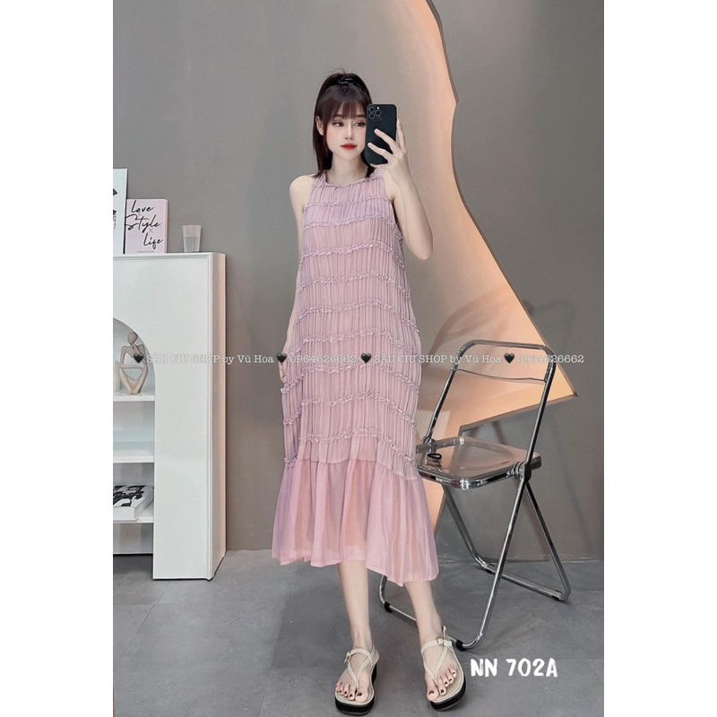 Đầm Sát Nách Tơ Bèo đuôi Cá Dáng Dài Siêu Mát