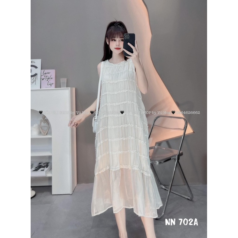 Đầm Sát Nách Tơ Bèo đuôi Cá Dáng Dài Siêu Mát