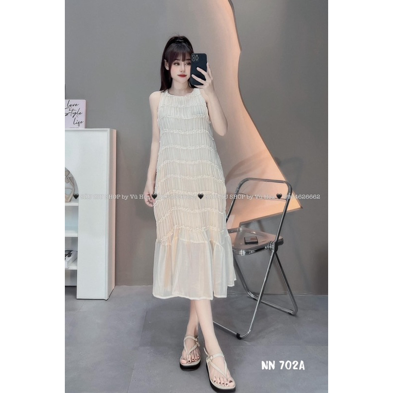 Đầm Sát Nách Tơ Bèo đuôi Cá Dáng Dài Siêu Mát