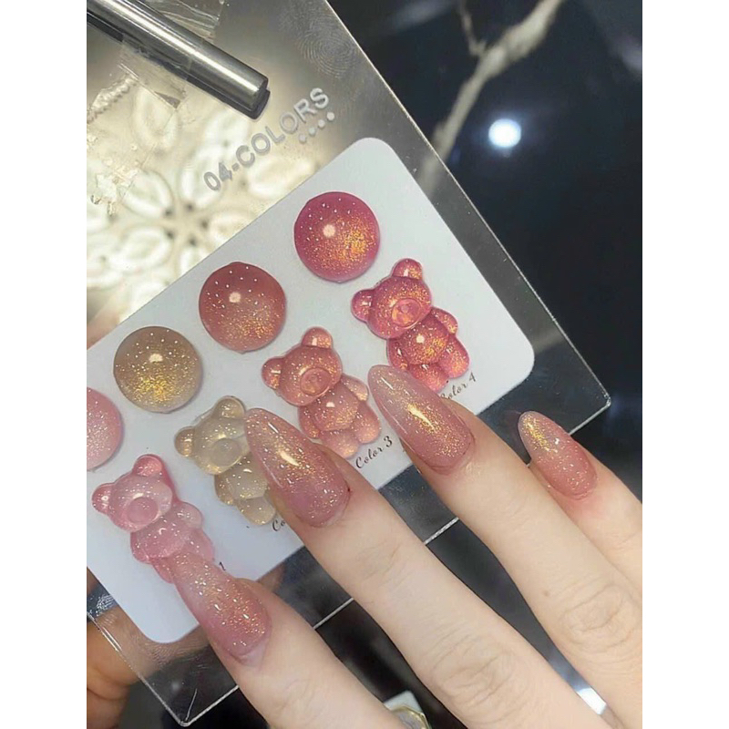 Sét sơn gel Thạch nhũ 4 chai 15ml tặng bảng màu như hình