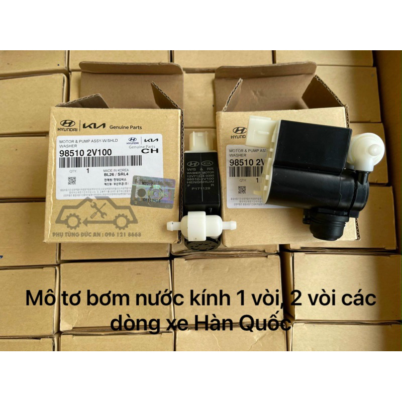 Bơm nước rửa kính i10, Forte, Morning, Getz, 1 vòi, 2 vòi
