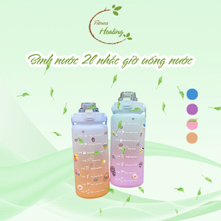 Bình đựng nước 2l có vạch báo giờ uống nước, bình đựng dễ thương nhắc uống nước cao cấp chính eros store