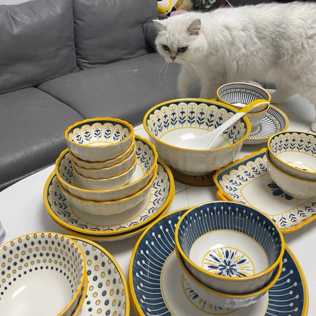 Bát Đĩa Decor Có Tay Cầm Phong Cách Bắc Âu Scandinavia, Đĩa Vuông Có Tay Cầm, Đĩa chữ nhật