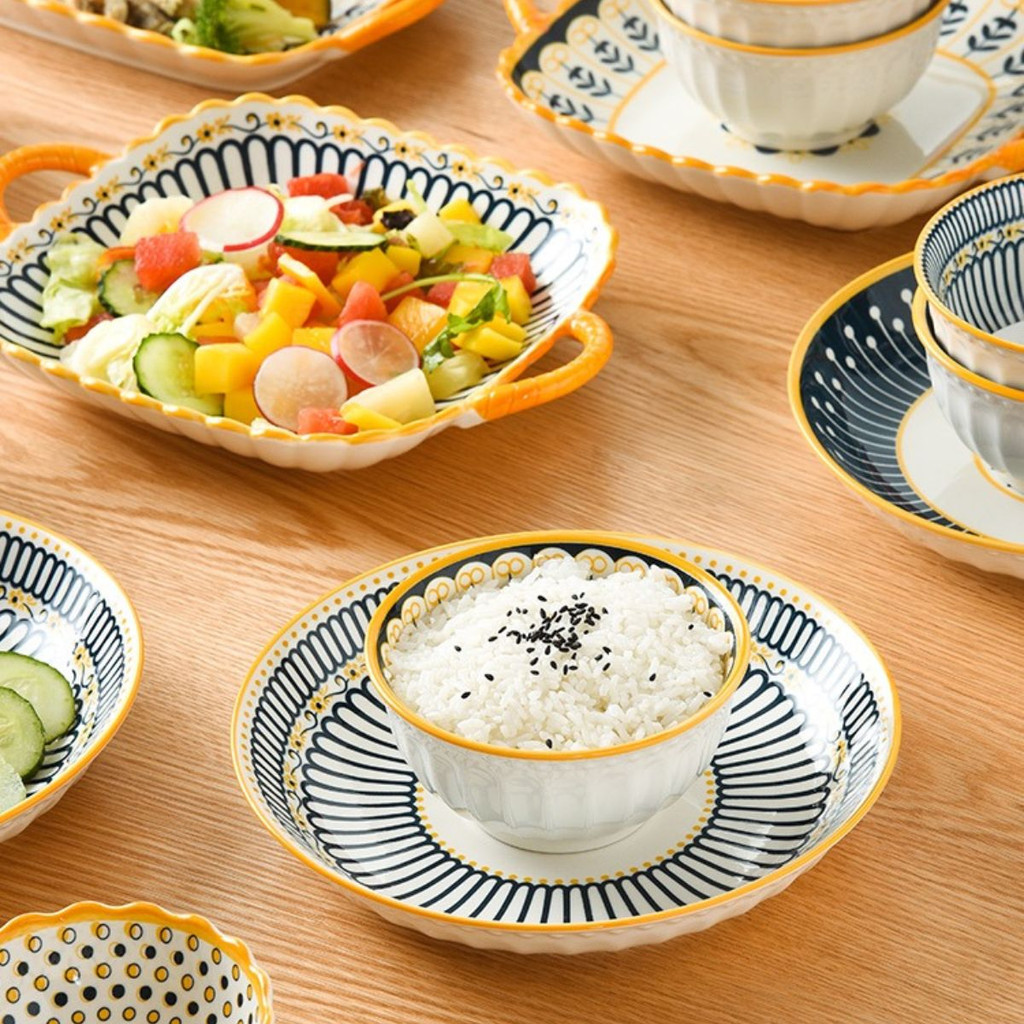 Bát Đĩa Decor Có Tay Cầm Phong Cách Bắc Âu Scandinavia, Đĩa Vuông Có Tay Cầm, Đĩa chữ nhật