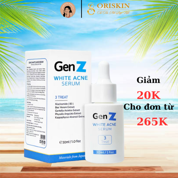Serum Giảm Mụn Oriskin GenZ White Acne Serum Loại Bỏ Các Loại Mụn Viêm, Trứng Cá Và Mụn Đầu Đen 30ml