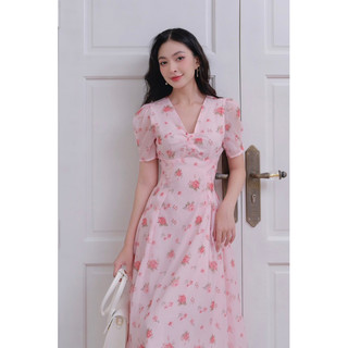 váy nơ ngực ly bung kép