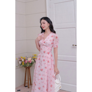 váy nơ ngực ly bung kép