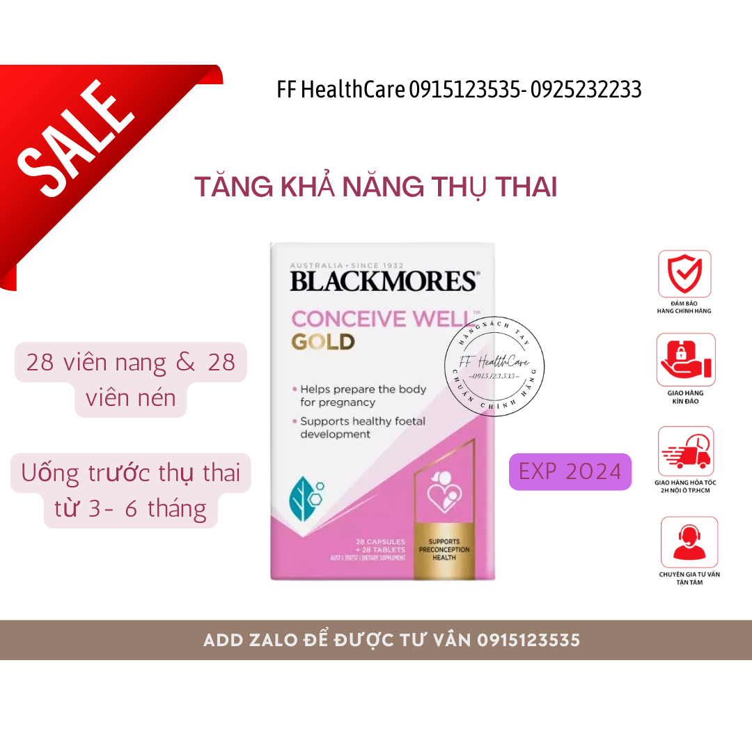 Viên Bổ Trứng Blackmores- Tăng Khả Năng Thụ Thai Blackmores Conceive Well Gold 56 Viên Úc