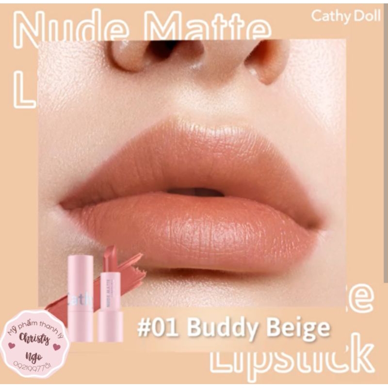 SON THỎI CATHY DOLL THÁI LAN MÀU 01 CAM NUDE