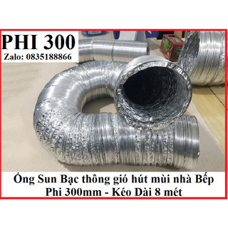 Ống thông gió - ống hút mùi nhà bếp - ống sun bạc phi 300 dài 8 mét hàng loại 1 chất lượng tốt