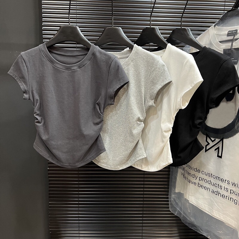 Áo thun babytee cổ tròn tay hến nhún sườn A3195