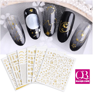 Nail sticker 3D gold mặt trăng ngôi sao