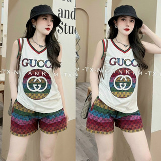 Bộ short áo thun quần vải bố dày đứng phom mặc đi chơi rất sang