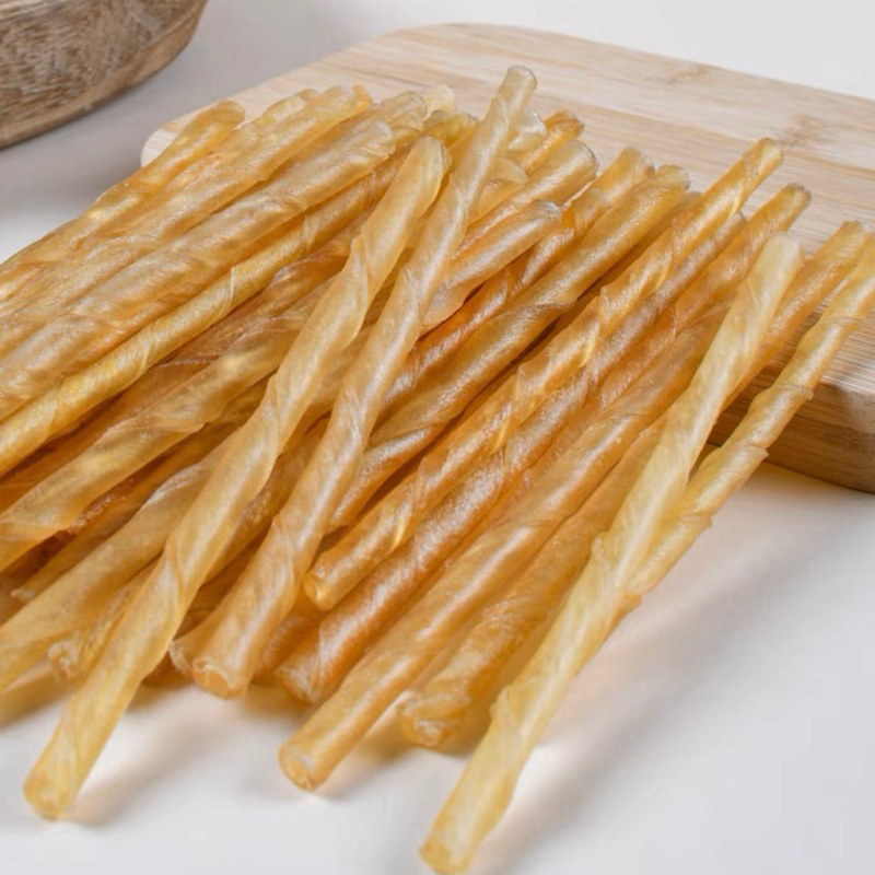 HOẢ TỐC | Xương da bò gặm sạch răng dạng que xoắn cho chó / Que gặm da bò vị sữa cho thú cưng - Tạp Hoá Thú Cưng Happy