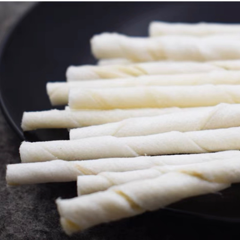 HOẢ TỐC | Xương da bò gặm sạch răng dạng que xoắn cho chó / Que gặm da bò vị sữa cho thú cưng - Tạp Hoá Thú Cưng Happy