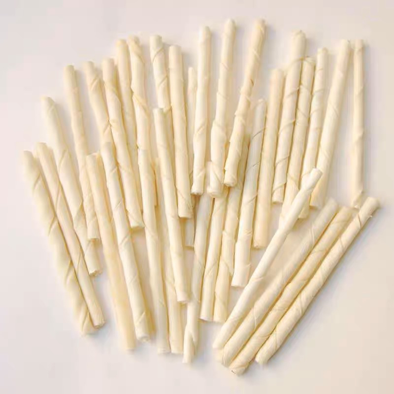 HOẢ TỐC | Xương da bò gặm sạch răng dạng que xoắn cho chó / Que gặm da bò vị sữa cho thú cưng - Tạp Hoá Thú Cưng Happy