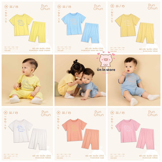 Punchun bộ cộc tay trẻ em quần lửng chất liệu cotton mềm mát SS2023D04