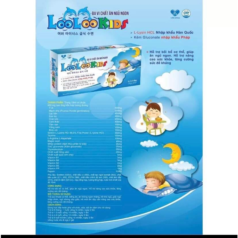 LOOLOOKIDS ĐA VI CHẤT - Hộp 20 ống- Hỗ trợ trẻ ăn ngủ ngon, tăng cường đề kháng, nguyên liệu nhập khẩu Pháp và Hàn Quốc