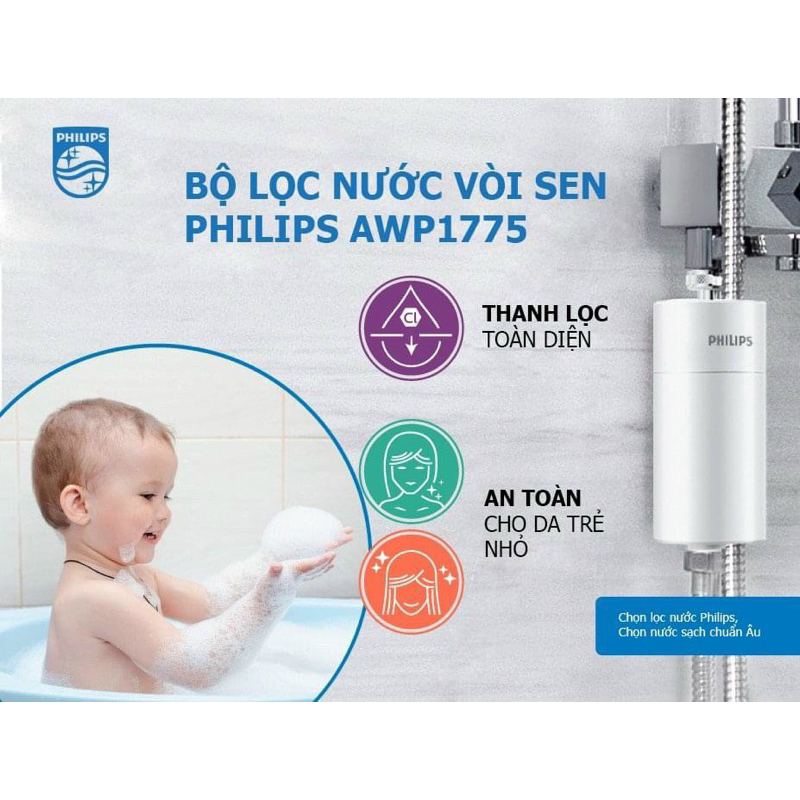 Bộ lọc nước vòi sen Philips AWP1775 - Hàng chính hãng - Bảo hành 24 tháng