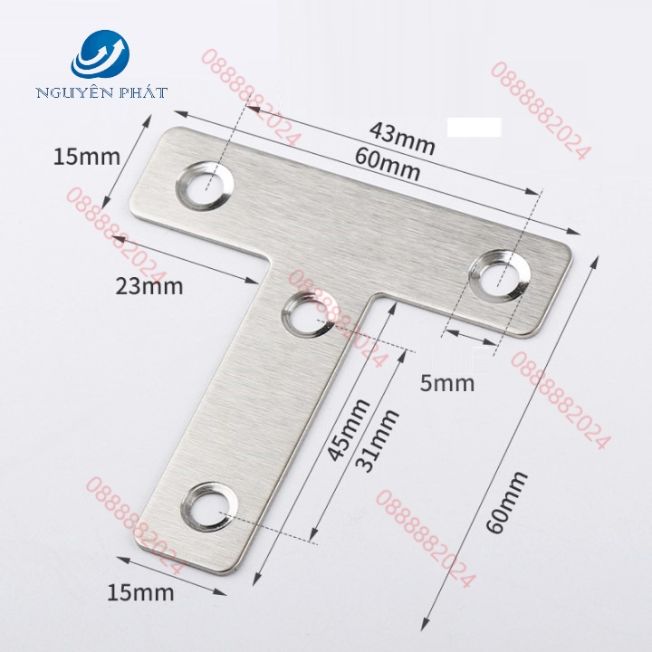 KE GÓC INOX CHỮ L, KE VUÔNG GÓC, KE GÓC VUÔNG INOX CHỮ T - 60MM
