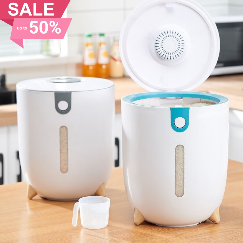 Thùng Đựng Gạo Thông Minh AC Decor, Thùng Đựng Gạo Tròn Chống Nước Ẩm Mốc 10kg