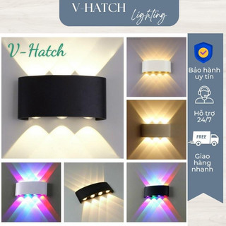 Đèn hắt tường 6 tia 8 tia 10 tia trang trí nội ngoại thất hắt 2 đầu. Vỏ hợp kim nhôm sơn tĩnh điện