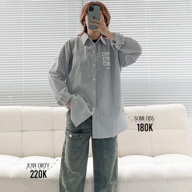 Áo Sơ Mi Tay Dài sọc đen DBS 🏁 Nam nữ unisex 🏁 Áo sơmi Vải COTTON Form Rộng JEJUL