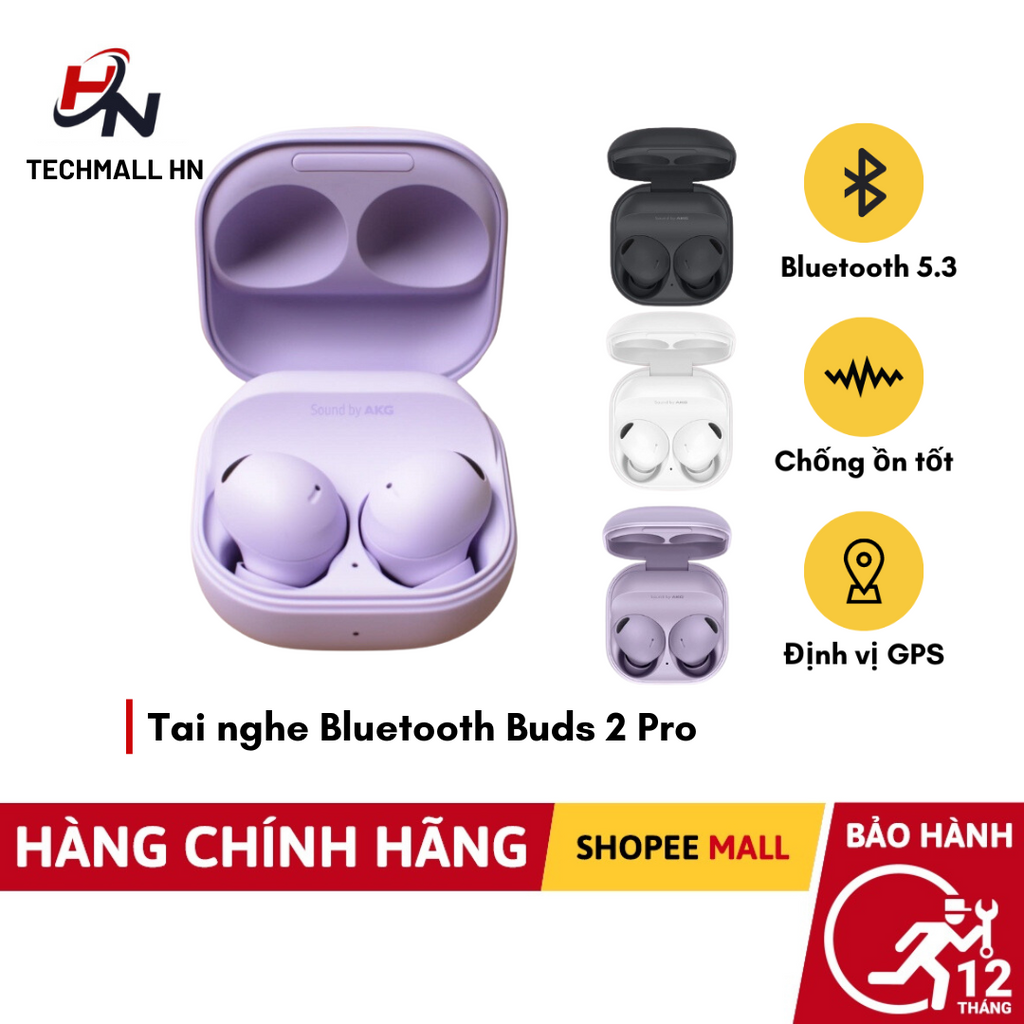 Tai Nghe Bluetooth Không Dây Galaxy Buds 2 Pro Âm Thanh Hay Chống Nước Chống Ồn Thiết Kế Ấn Tượng- TECHHIGH