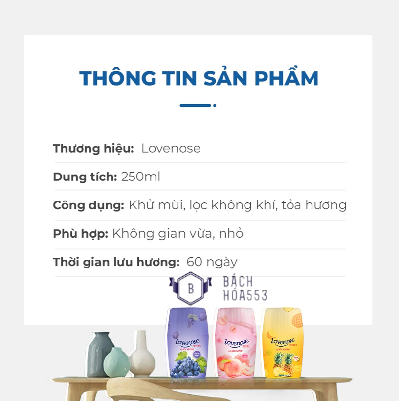 Lọ tỏa hương thơm phòng khử mùi thế hệ mới Lovenose Aikomi 250ml