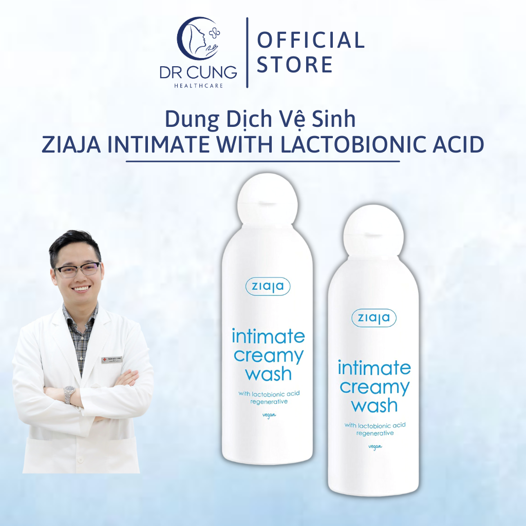 Bác Sĩ Cung Dung Dịch Vệ Sinh Phụ Nữ Ziaja Intimate with Lactobionic Acid - Đàn Hồi Da, Dưỡng Ẩm, Khử Mùi (Lọ 200ml)