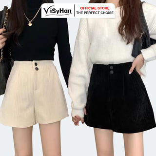 Quần short nữ ống rộng cạp cao nhung tăm visyhan qn03 - giá tốt nhất