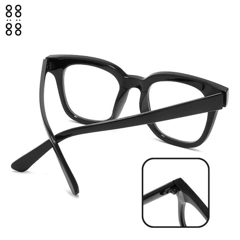 Gọng kính cận nam nữ THE88 gọng nhựa dáng  vuông 2 chấm đính kim loại cao cấp mắt 0 độ giả cận phong cách Hàn Quốc KC64