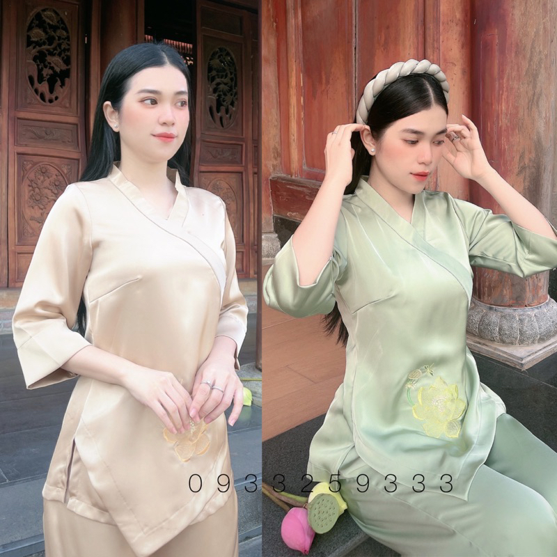 Đồ Lam Đi Chùa # Vạt Lá Sen Lụa Cao Cấp