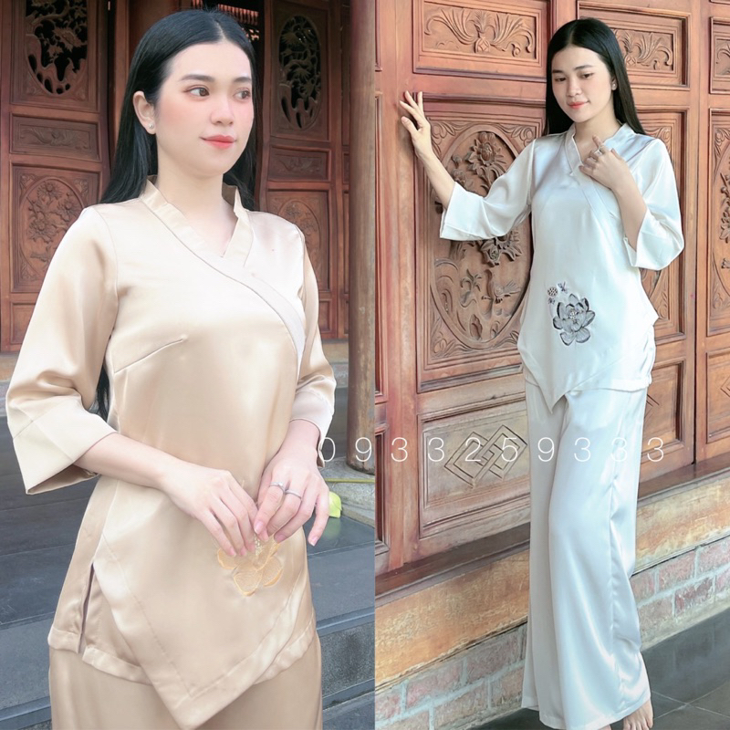 Đồ Lam Đi Chùa # Vạt Lá Sen Lụa Cao Cấp