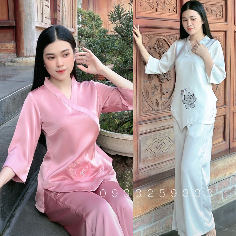 Đồ Lam Đi Chùa # Vạt Lá Sen Lụa Cao Cấp