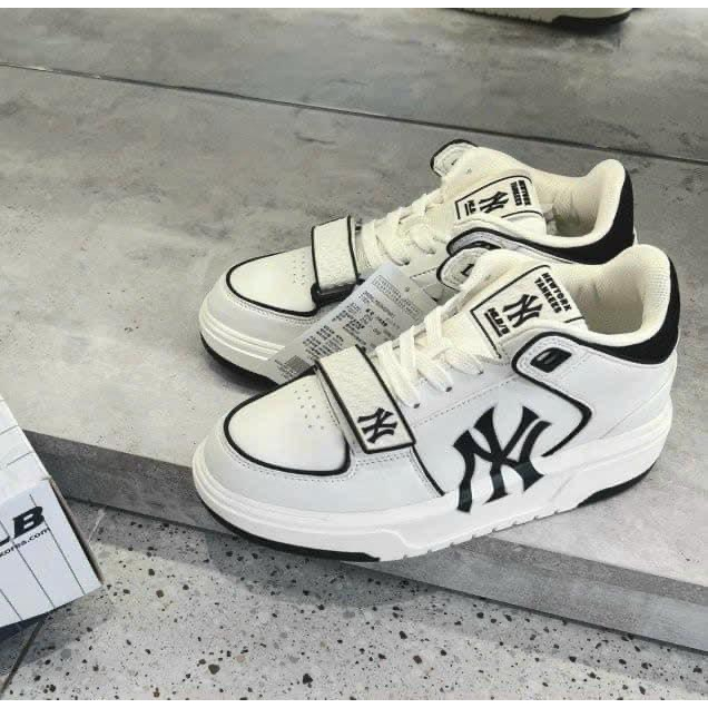 Giày Thể Thao MLB Chunky Liner New York Đen Trắng in chữ NY đen bản dán , giày LINER NY Đen trắng2023 SC