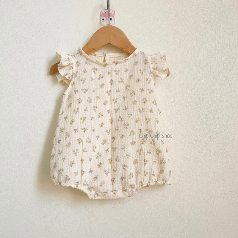 Body xô muslin cánh tiên mềm mát cho bé gái 0-18 tháng