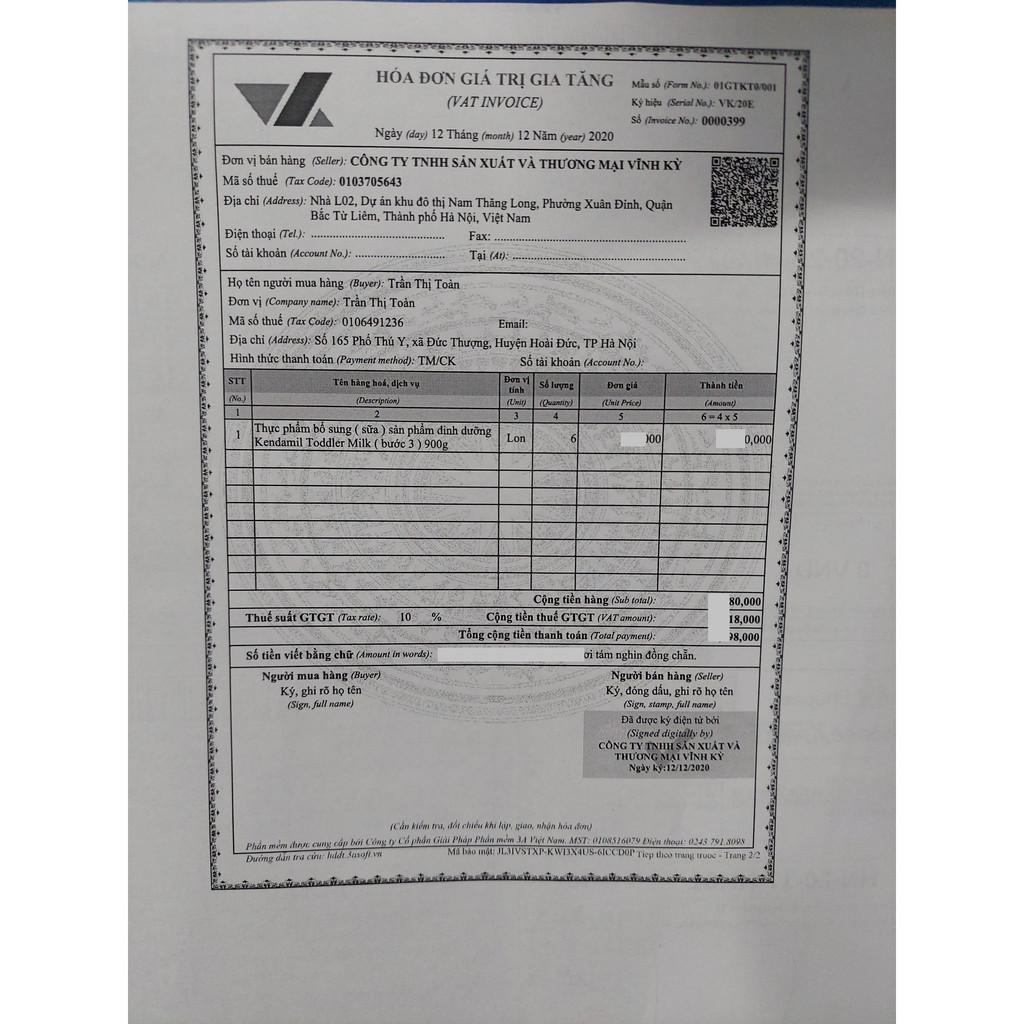 Sữa Bột Kendamil Organic Số 2 800g