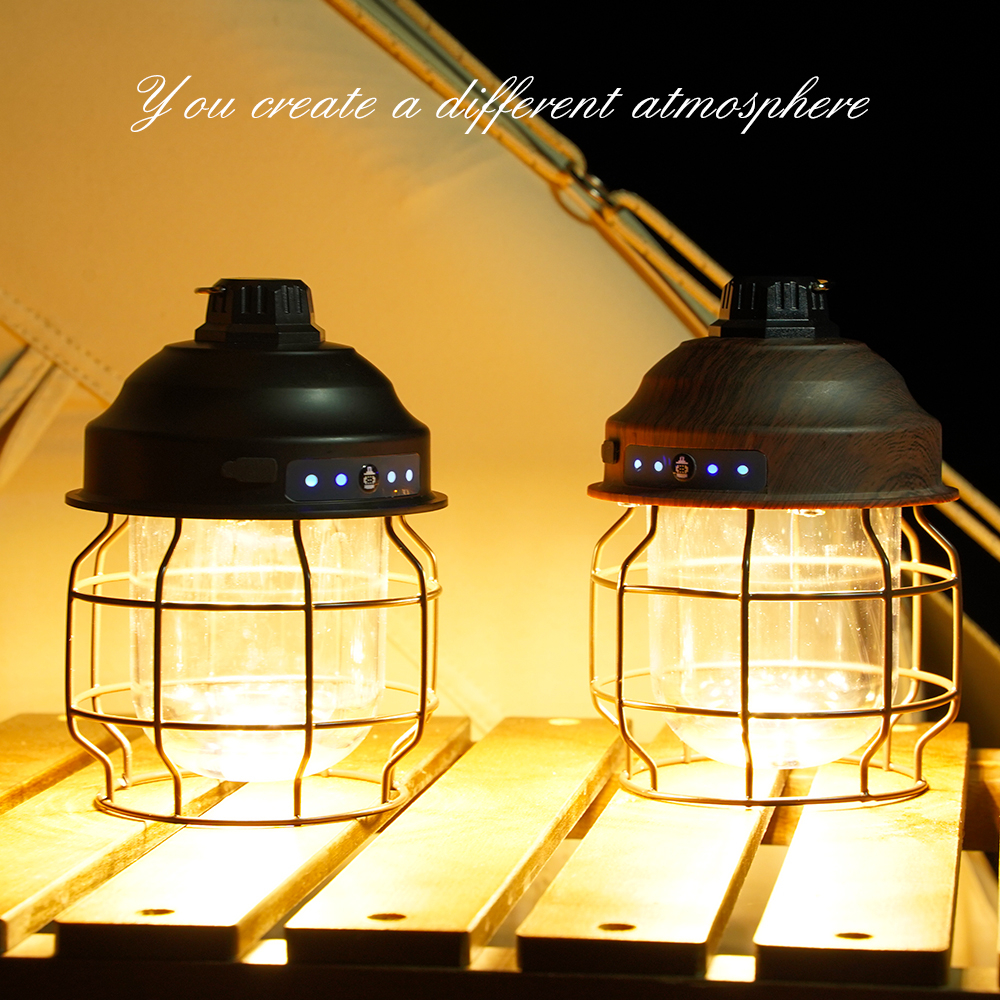 Đèn Led Cắm Trại Phong Cách Vintage Pin 3600mAh Sáng liên Tục 24h