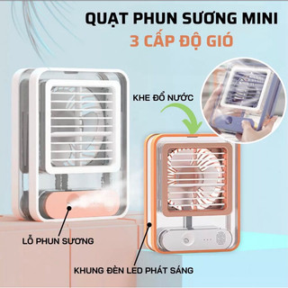 Quạt tích điện phun sương mini, quạt phun sương để bàn