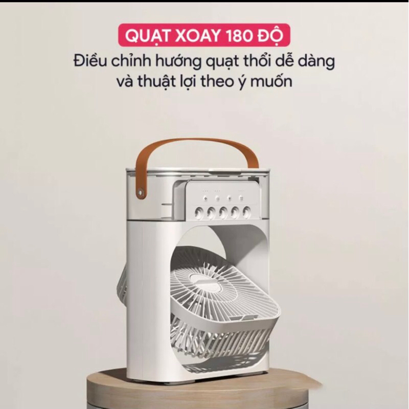Quạt điều hòa phun sương hơi nước mini để bàn 3 chế độ tích hợp Led, chế độ hẹn giờ sử dụng cổng sạc USB