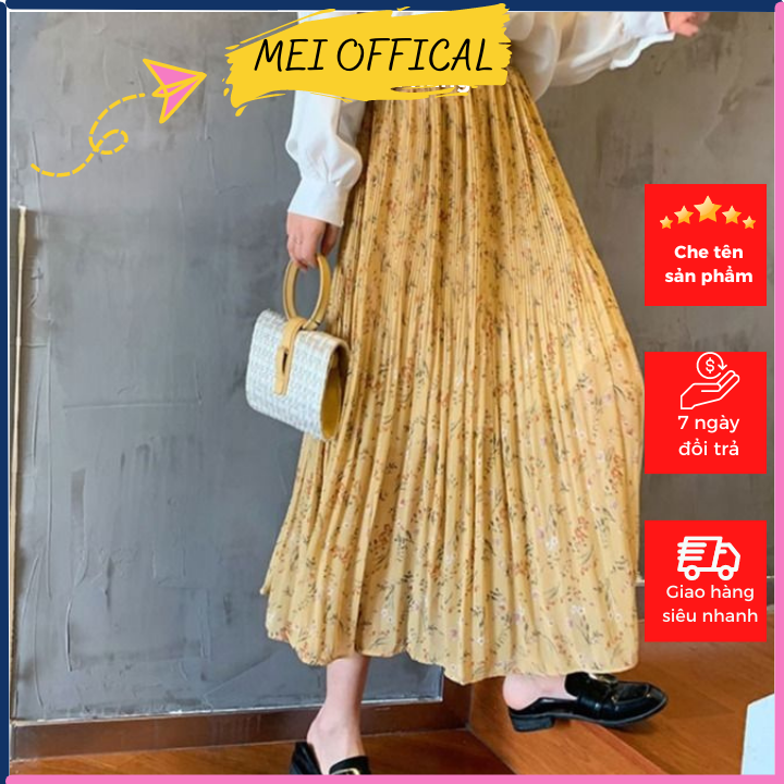 Chân Váy Xếp Ly Họa Tiết Hoa Nhí Thời Trang Cho Nữ Mẫu Hot Năm 2023 Hàng Quảng Châu