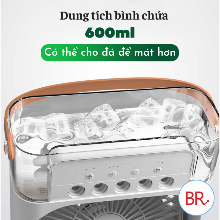 Quạt điều hòa hơi nước phun sương mini 3 chế độ gió tích hợp đèn led - Máy quạt phun sương để bàn tạo ẩm làm mát 01992